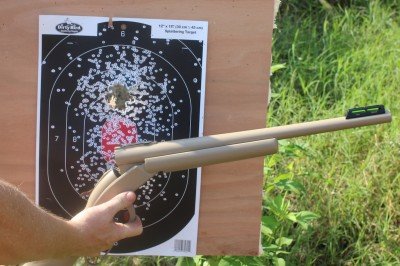 From 7 yards, the shotgun is performing much better. How well with the sight work when we run rifle rounds through the shotgun? Time will tell.