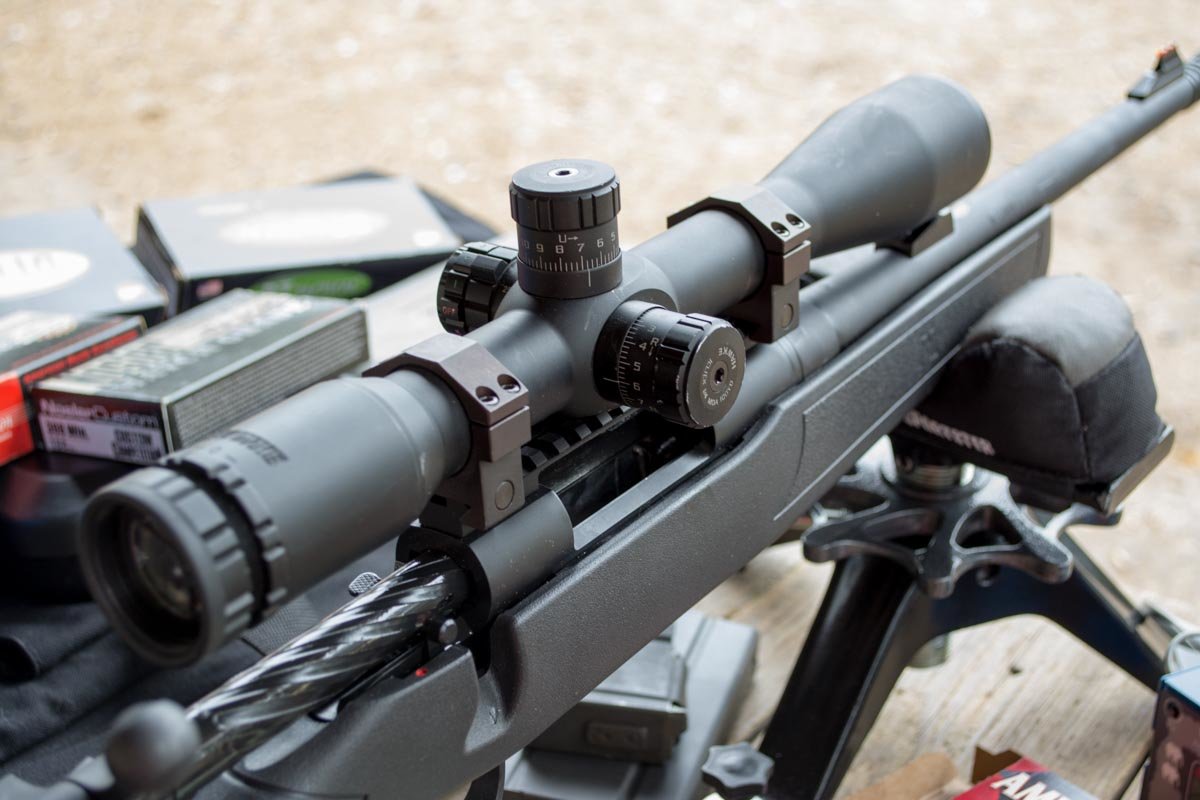 Hawke Optics tactical scope with a mil-dot reticle