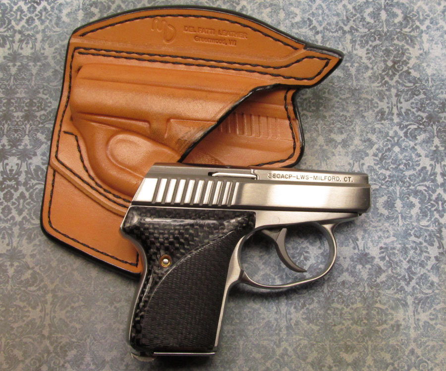 L.W. Seecamp LWS .380 handgun and Del Fatti PH-3 pocket holster.