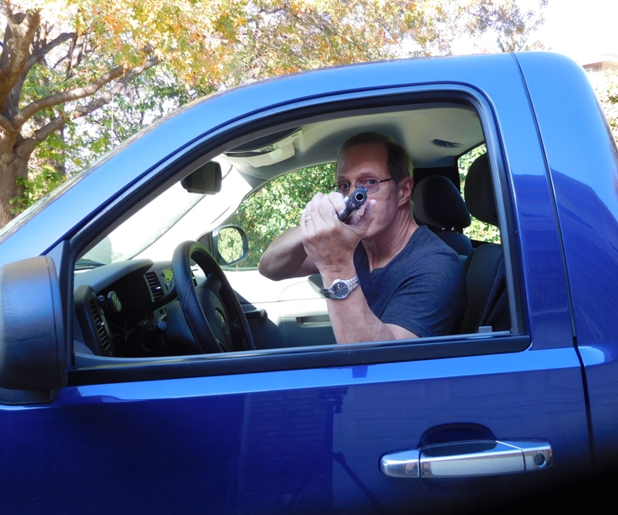 The Center Axis Relock is well-suited to being used in a seated position, such as from a car.