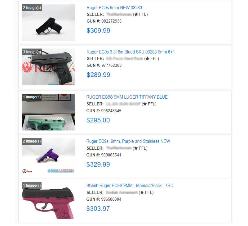 Ruger EC9s price ranges will vary, but it's rarely more than the low $300 range...often even less expensive than that. 