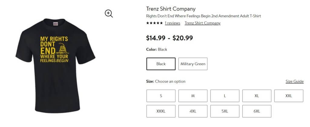 Walmart Pulls Down Pro-2A Shirt Sold Online, Caving to Anti-Gun Activists