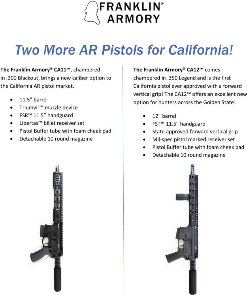 Franklin Armory Unveils Two New California-Friendly AR-15s