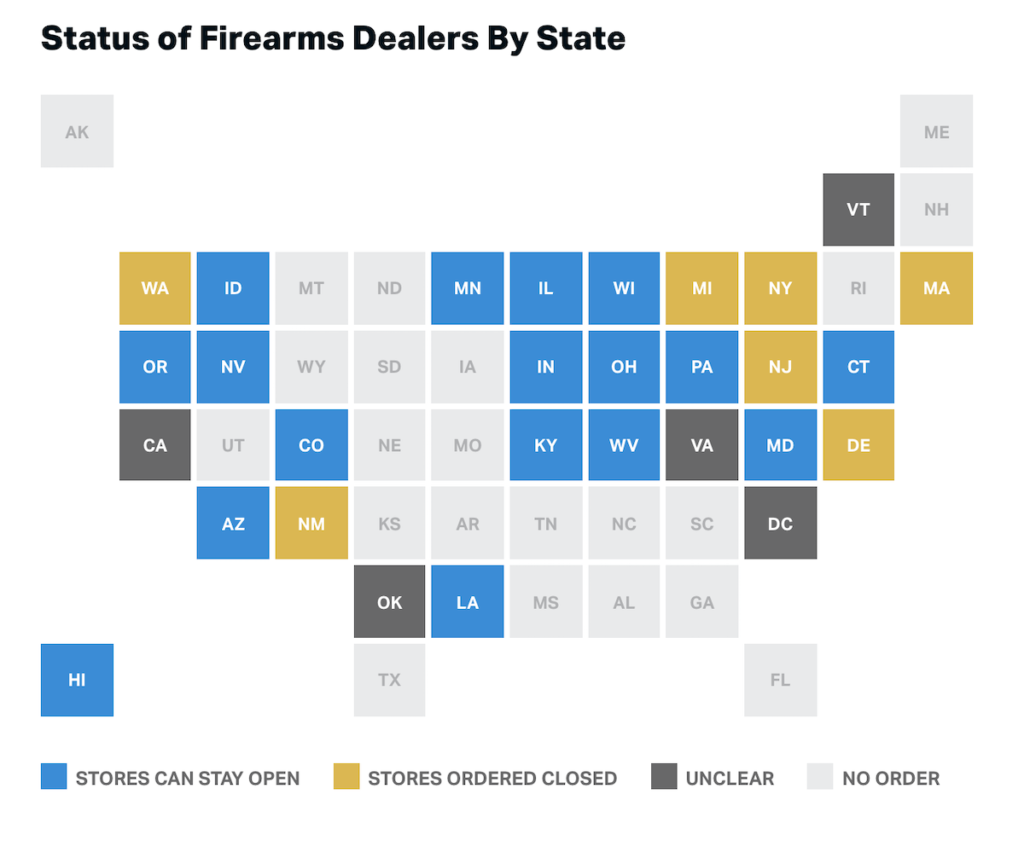 Map Shows States That Have Shuttered Gun Stores