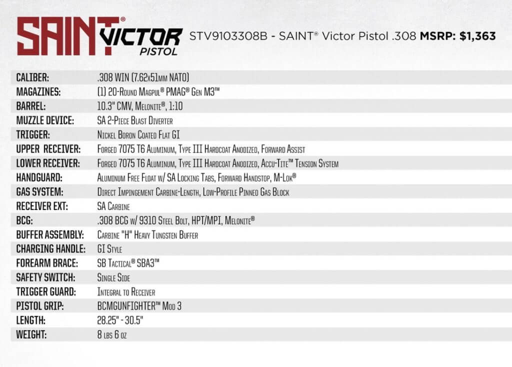 Springfield Armory Saint Victor .308 win. Pistol