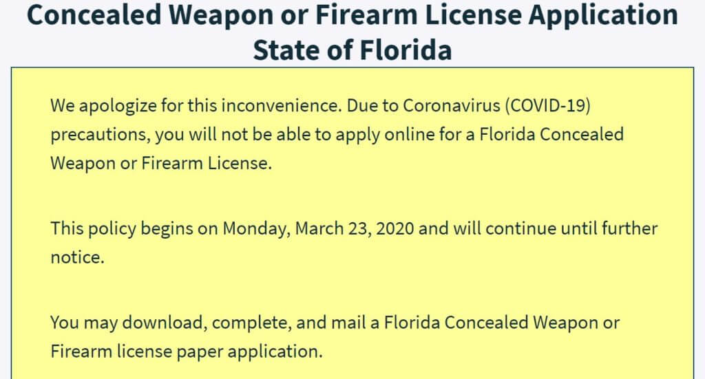 Florida Commissioner Sued for Closing CCW Online Application