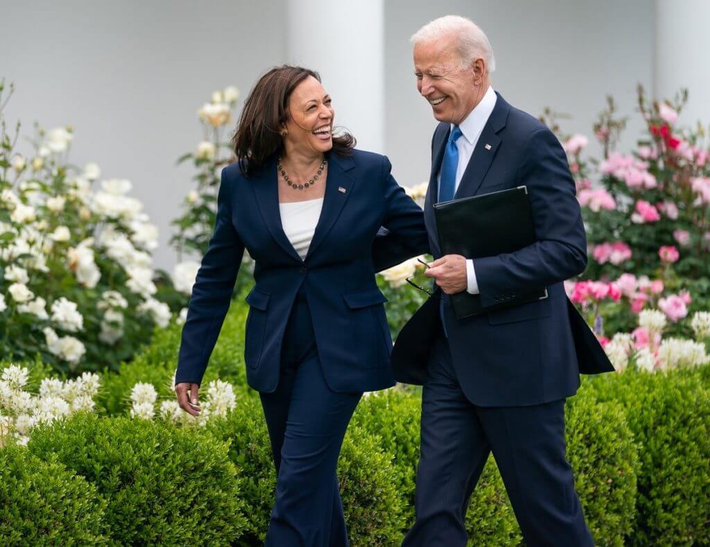 President Biden and Vice President Harris walking. 