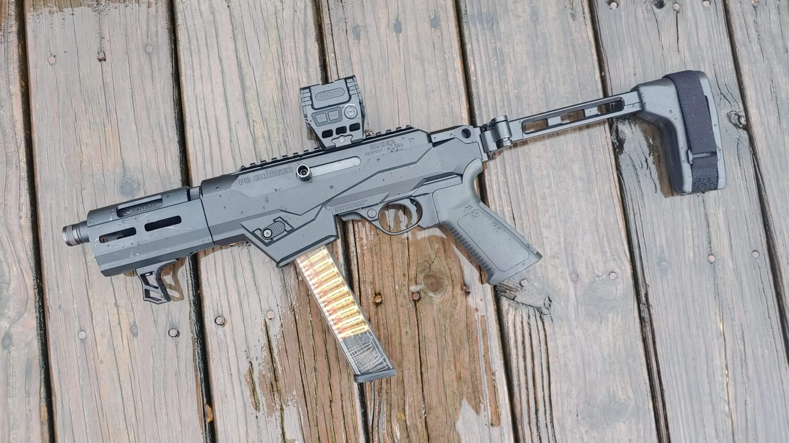 Holosun AEMS red dot on a pistol caliber carbine, best Holosun red dot for ARs and PCCs 2026