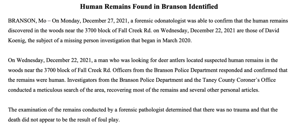 Antler Hunter finds Missing Remains of MMA Fighter David Koenig