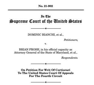 SAF, CCRKBA Thank Groups For Amicus Brief to Overturn Maryland Gun Ban ￼