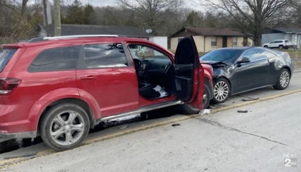 Cars crashed together.