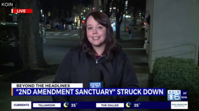 Reporter talking about 2A sanctuary laws.