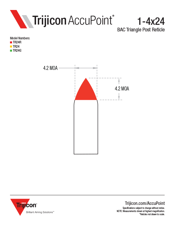 Trijicon Accupoint BAC Triangle Post Reticle Specs