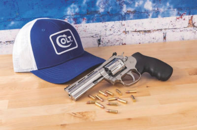 A photo of a Colt King Cobra revolver, chambered in .22 LR.