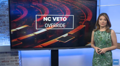 Lawmakers override governor's veto in North Carolina.