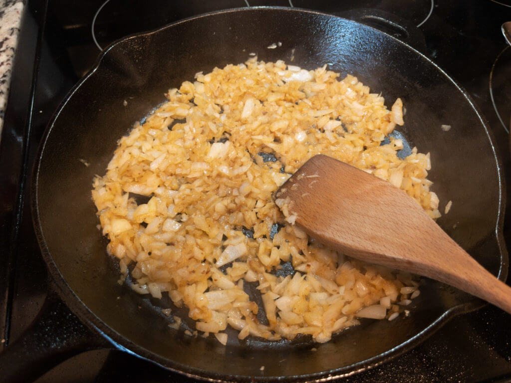 Onions browning for butter bear