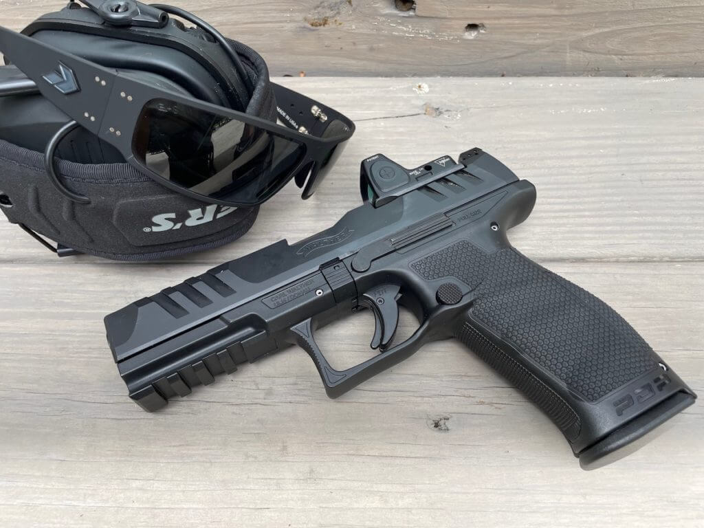 Walther PDP 4.5 with ear protection