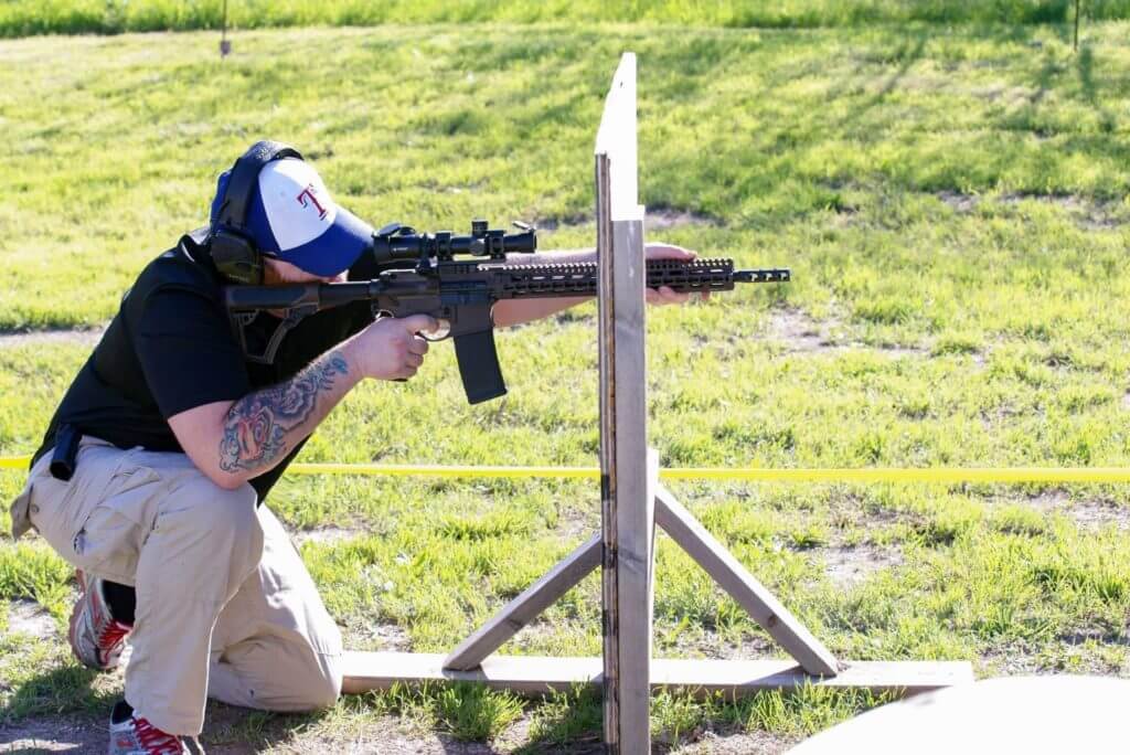 Shooting a rifle in a 3 gun match