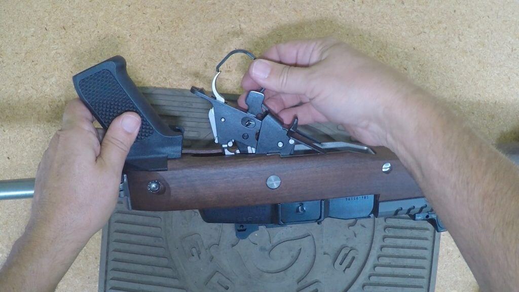 Installing the trigger group on Ruger Mini-14 Ranch Rifle into a Samson A-TM Folding Stock.