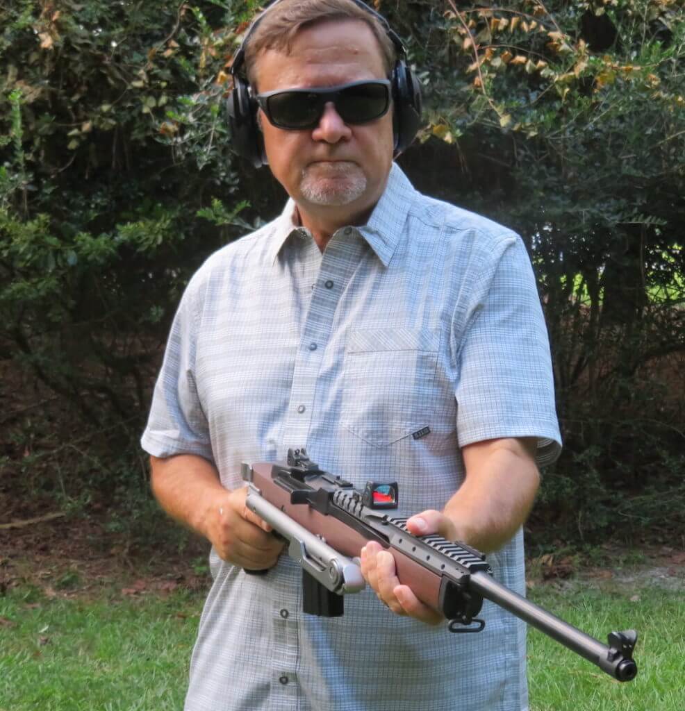 Shooting Mini-14 with Samson A-TM stock folded.