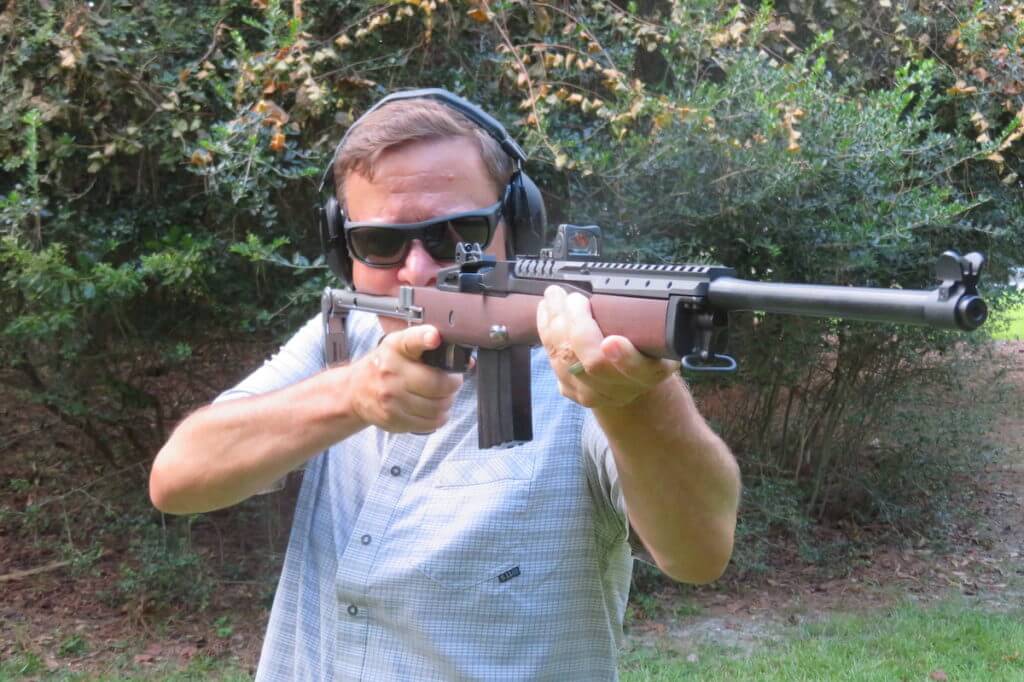 Shooting a Mini-14 with the Samson A-TM folding stock.