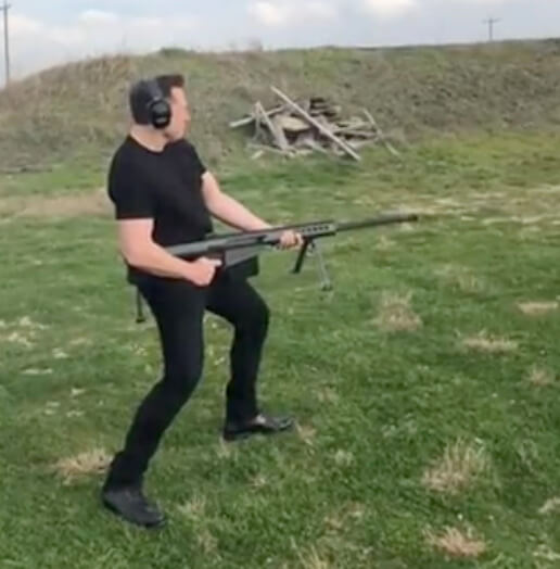 Elon Musk shoots a .50 cal.