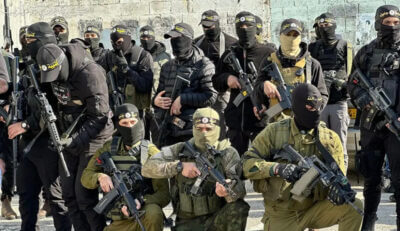 Hamas terrorists with U.S.-made weapons.