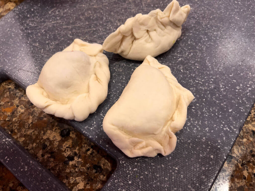 Badger potstickers all sealed up