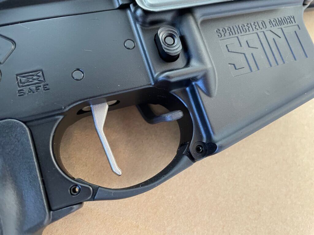 Right side of AR15 showing Magpul B.A.D. Lever