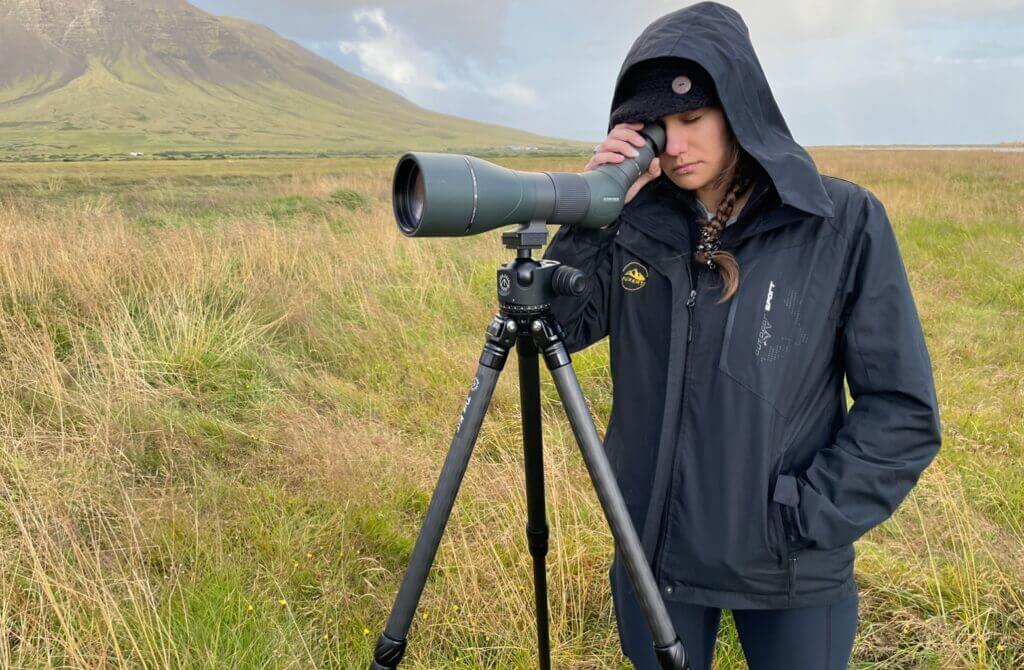 Stacie Graf enjoying the views of waterfalls out in Iceland