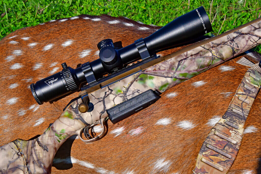 Ruger American Go Wild Rifle in 7mm PRC with axis deer buck.