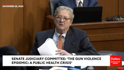 Sen. Kennedy at a recent hearing on gun violence.