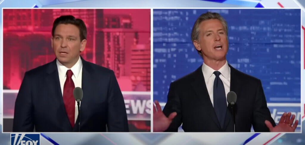 Gov. DeSantis debates Gov. Newsom.