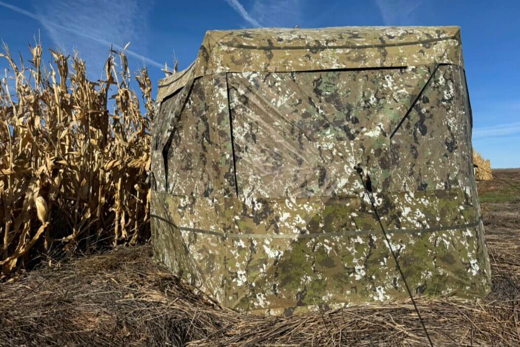 1-way see through camo mesh from outside of the blind