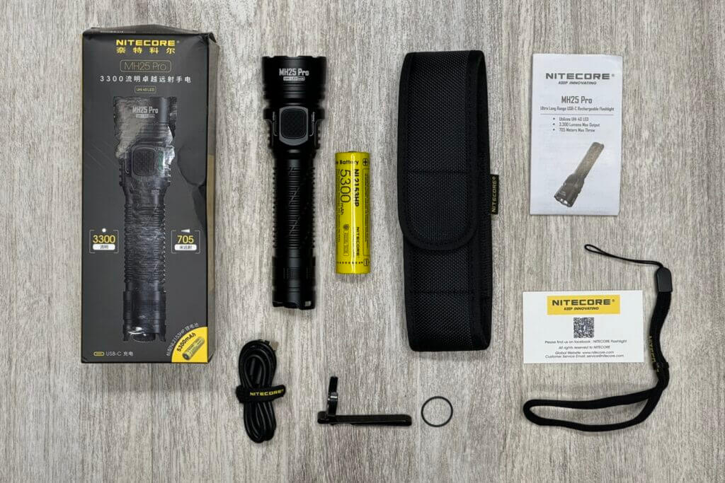 Nitecore MH25Pro with all included contents