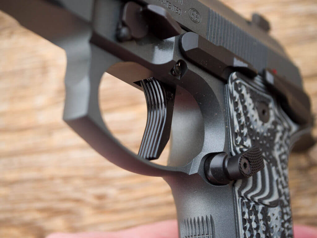 close up of the trigger and magazine release.