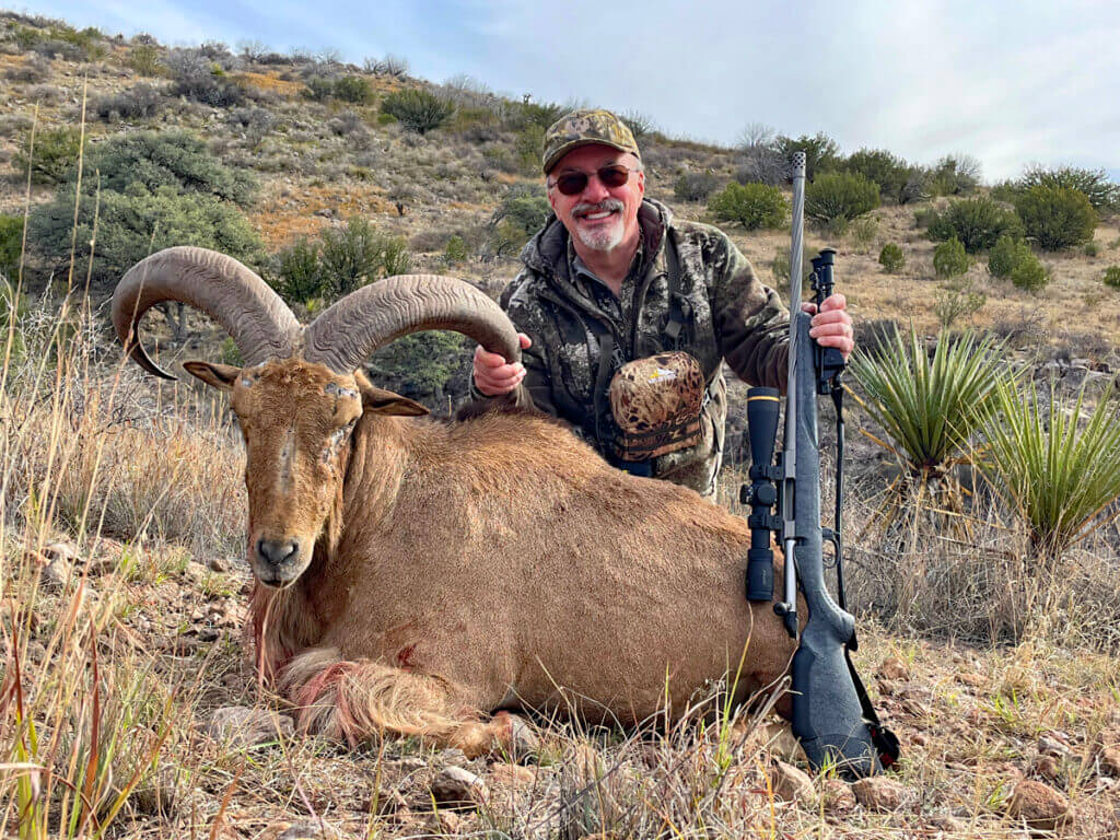 Aoudad taken with Ruger American Gen 2 Rifle and Leupold VX-5HD scope.