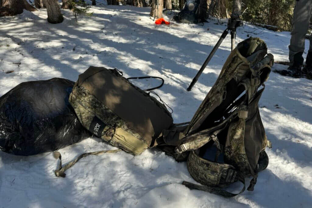 Pack folding open to add things to the meat carrying system