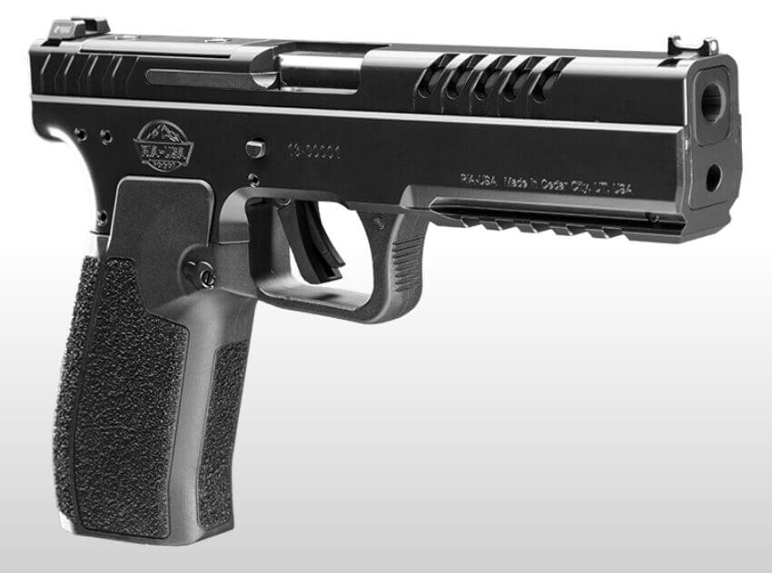 A closeup of the RIA 5.0E handgun.