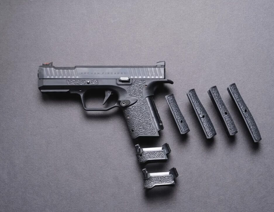The PTR Archon grip in an exploded view of configurations.
