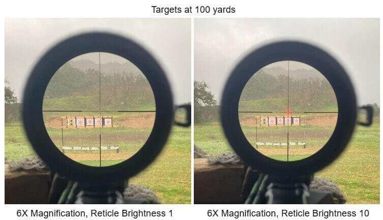 Looking through Vortex reticle at different brightness levels