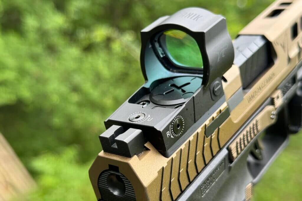 Red dot installed on a CANiK handgun