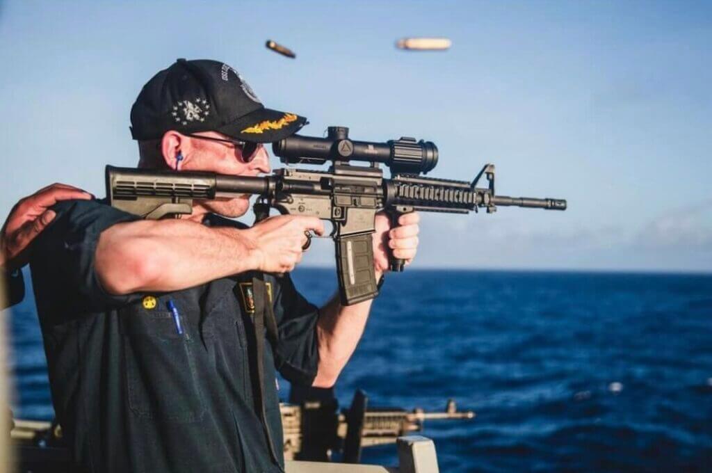 Cmdr. Cameron Yaste “observes the live-fire exercise event."