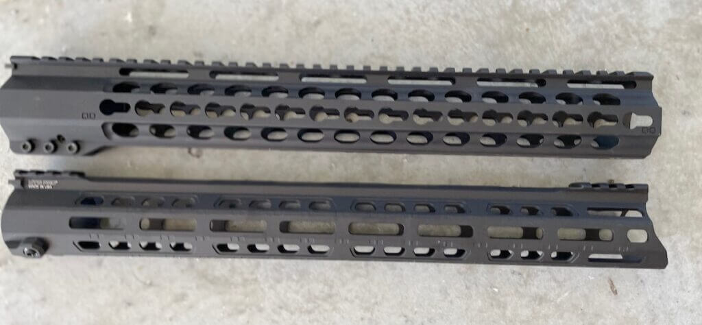 free float hand guards; one KeyMod and one M-LOK