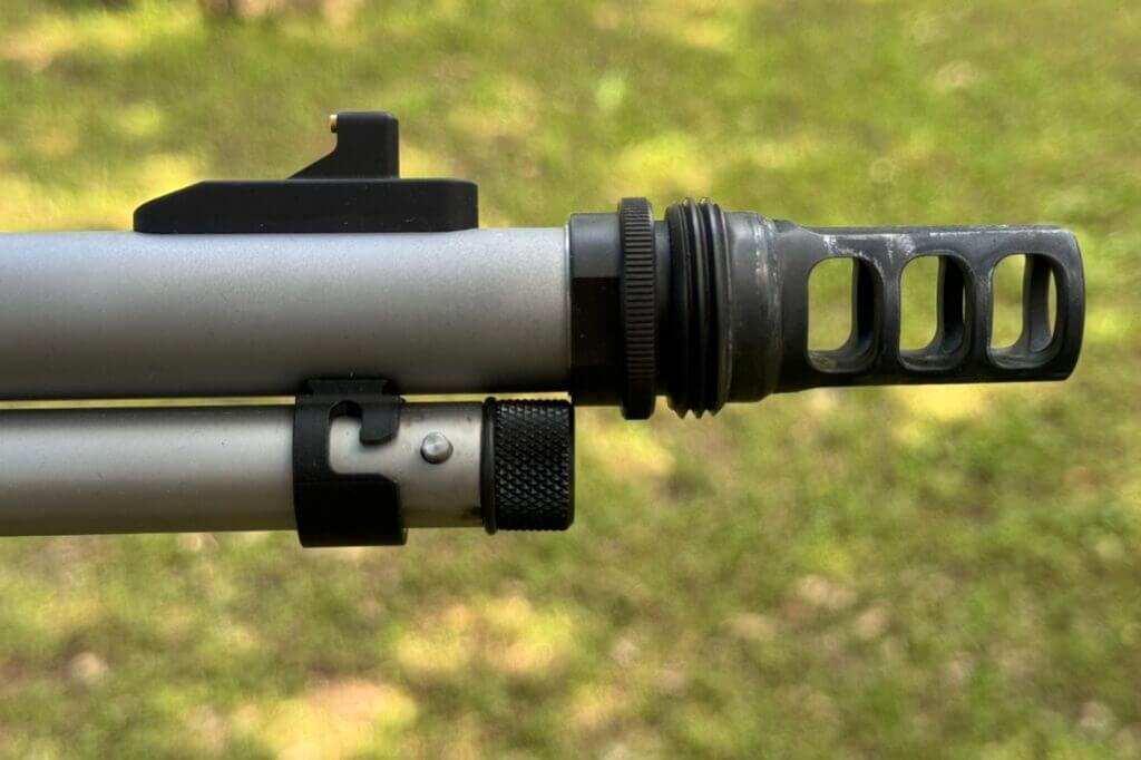 muzzle brake on a rifle