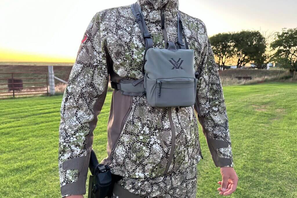 Hunter in camo wearing GlassPak Pro harness bag