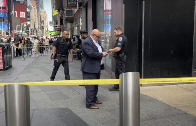 Police officers at the scene of the attack in NYC.