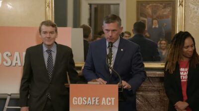 Henrich at the podium introducing the GOSAFE Act.