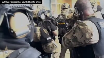 Footage from Lee County Sheriff's Office involving the take down of a hostage taker.