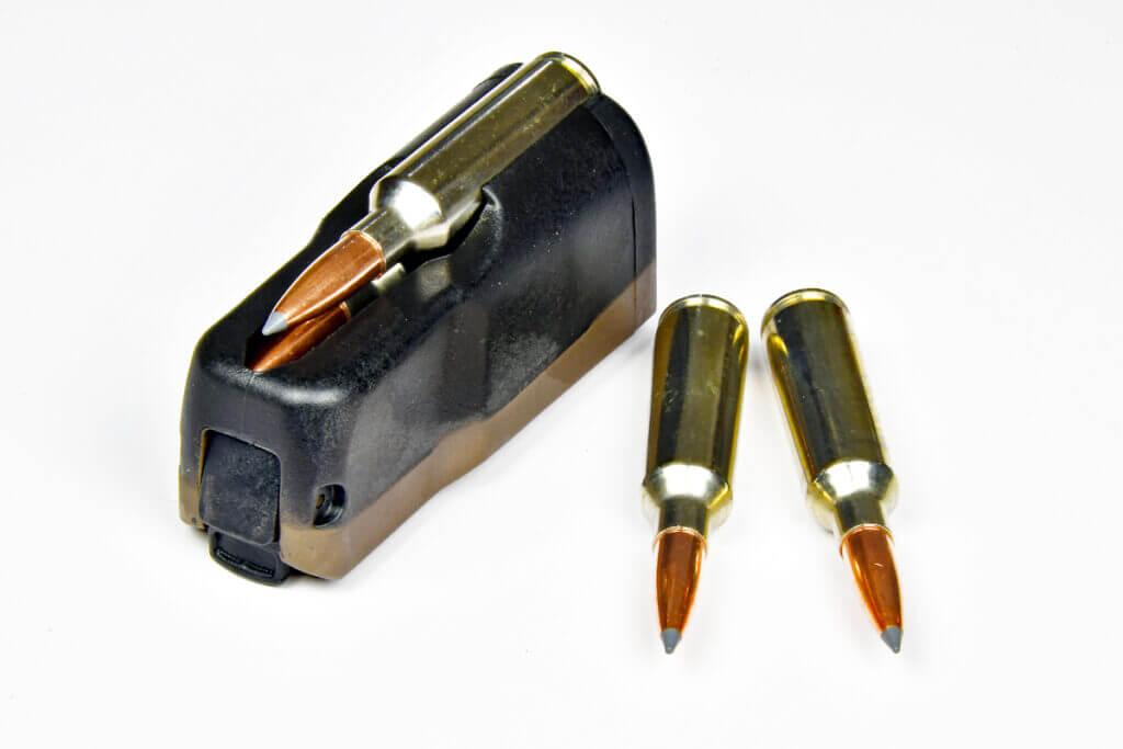 Browning rifle detachable magazine and ammunition.